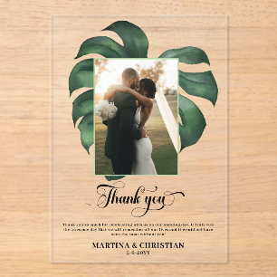 Monstera Tropical Leaf Wedding Bedankt Acryl Uitnodigingen
