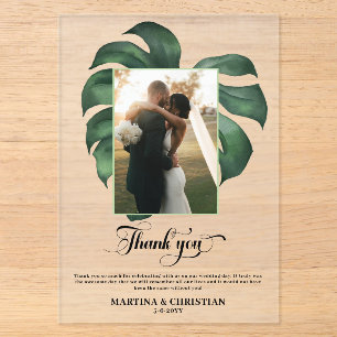 Monstera Tropical Leaf Wedding Bedankt Acryl Uitnodigingen