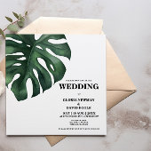 Monstera Tropical Palm Leaf Square Weddenschap Kaart