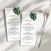 Monstera Tropical Palm Leaf Wedding Menu Kaart