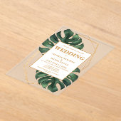 Monstera Tropical Palm Leaves Wedding Acryl Uitnodigingen (Laagn)