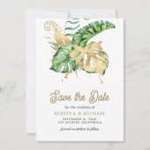 Monstera Tropical Palm Photo Wedding Save The Date (Voorkant)