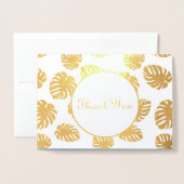 Monstera Tropical Weddenschap Bedankt Folie Kaarten (Voorkant met envelop)