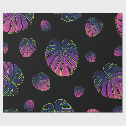 Monstera Tropisch Blad Illustratiepatroon Cadeaupapier (Vlak)