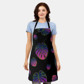 Monstera Tropisch Blad Illustratiepatroon Schort (Gedragen)