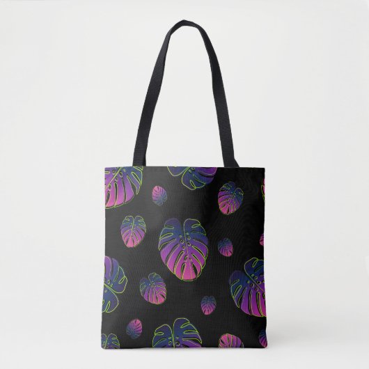 Monstera Tropisch Blad Illustratiepatroon Tote Bag (Voorkant)