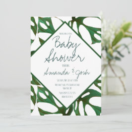 Monstera Tropisch Blad Patroon Baby Shower  Kaart