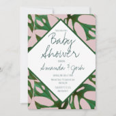 Monstera Tropisch Bladpatroon Baby Shower Uitnodig Kaart (Voorkant)