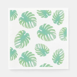 Monstera Tropisch Bladpatroon Groen Servet