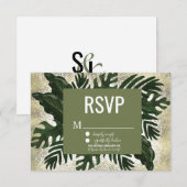 Monstera Tropisch Nep Goud Spatten RSVP Kaart (Voorkant / Achterkant)