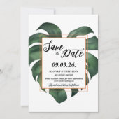 Monstera Tropisch Palmblad Sla de datum op Kaart (Voorkant)