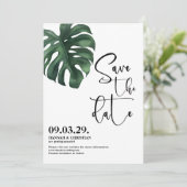 Monstera Tropisch Palmblad Sla de datum op Save The Date (Staand voorkant)