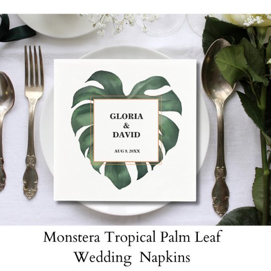 Monstera Tropisch Palmblad Trouw Servetten