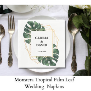 Monstera Tropisch Palmblad Trouwservetten Servet