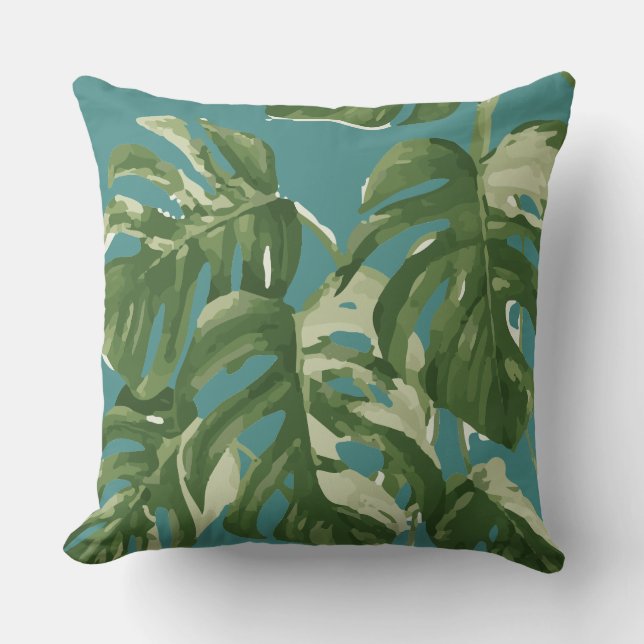 Monstera Tropisch Plant | Throw Cushion Kussen (Voorkant)
