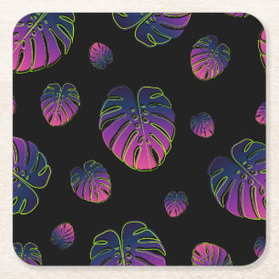 Monstera Tropische Blad Illustratie Patroon Kartonnen Onderzetters