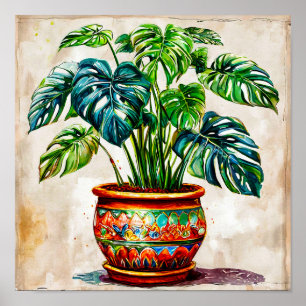 🌿 Monstera Tropische Bladeren Botanische Jungle P Poster