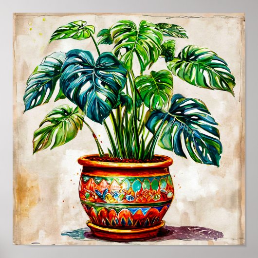 🌿 Monstera Tropische Bladeren Botanische Jungle P Poster (Voorkant)