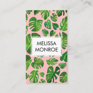 Monstera tropische bladeren geïllustreerde waterv visitekaartje