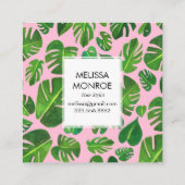 Monstera tropische bladeren geïllustreerde waterve kortingskaartje (Achterkant)