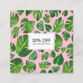 Monstera tropische bladeren geïllustreerde waterve kortingskaartje (Voorkant)