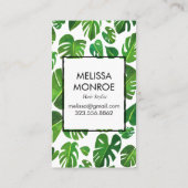 Monstera tropische bladeren geïllustreerde waterve visitekaartje (Achterkant)