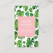 Monstera tropische bladeren geïllustreerde waterve visitekaartje (Achterkant)