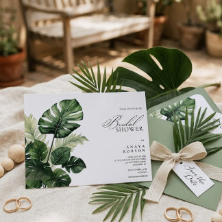 Monstera Tropische Bruiloft Uitnodiging