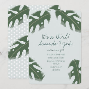 Monstera Tropische Groene Meisje Baby Shower Kaart