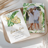 Monstera Tropische Palm Foto Bruiloft Save The Date