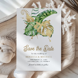 Monstera Tropische Palm Foto Bruiloft Save The Date