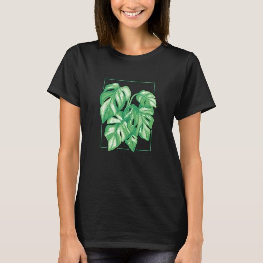 Monstera Variegata House Plant Ear Tropical Leaf T-shirt (Voorkant)