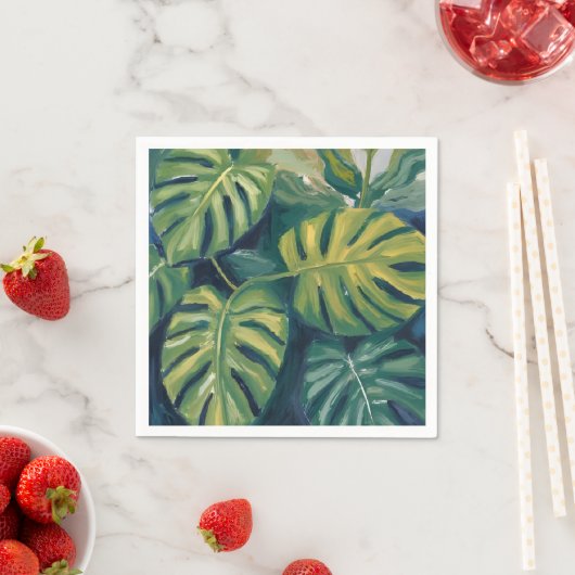 Monstera verlaat botanische Waterverf Servet (Insitu)