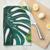 Monstera verlaat Waterverf Botanische Tropen Theedoek (Quarter Fold)