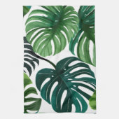 Monstera verlaat Waterverf Botanische Tropen Theedoek (Verticaal)