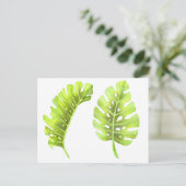 Monstera verlaat Waterverf Briefkaart (Staand voorkant)