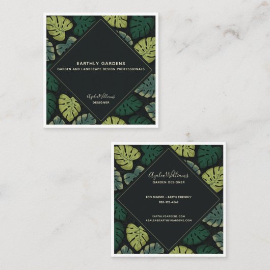 Monstera Vierkante Visitekaartje (Voorkant / Achterkant)