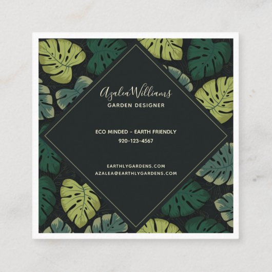 Monstera Vierkante Visitekaartje (Achterkant)