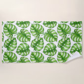 Monstera watercolorpatroon strandlaken (Voorkant)