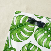 Monstera watercolorpatroon strandlaken (In situ)