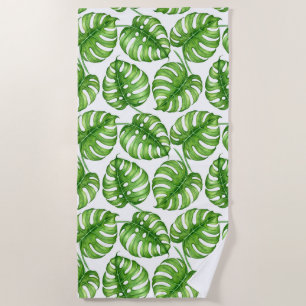 Monstera watercolorpatroon strandlaken