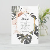 Monstera waterverf Baby shower uitnodiging (Staand voorkant)