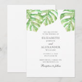 Monstera. Waterverf groen tropische bruiloft Kaart (Voorkant / Achterkant)