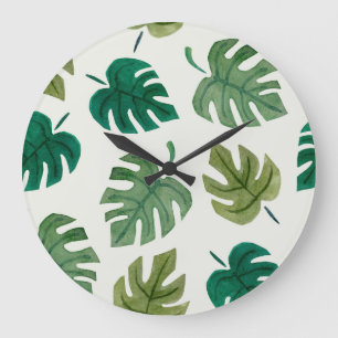 Monstera Waterverf: groene naadloze textuur. Grote Klok