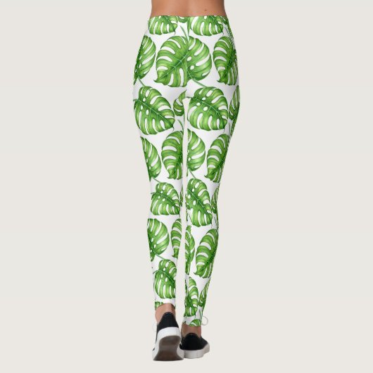 Monstera waterverf leggings (Achterkant)