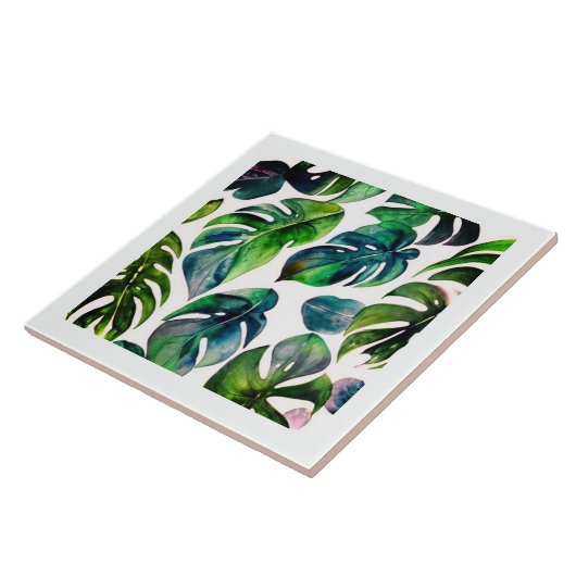 monstera waterverf met lijst tegeltje (Zijkant)