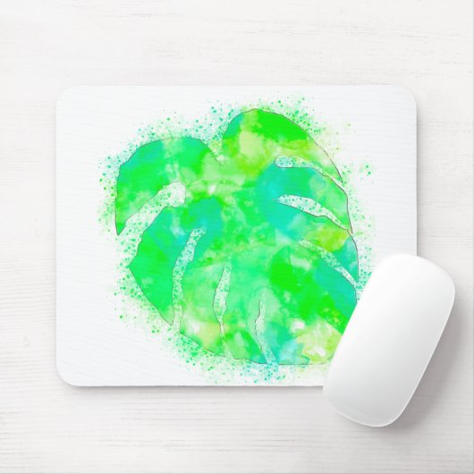 Monstera Waterverf Muismat (Met muis)