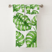 Monstera waterverf patroon bad handdoek (Insitu)
