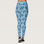 Monstera waterverf patroon blauw leggings (Achterkant)