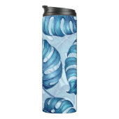 Monstera waterverf patroon blauw thermosbeker (Geroteerd rechts)